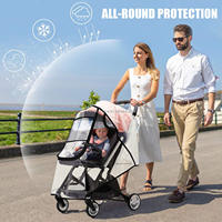 Housse de pluie universelle pour poussette de bébé, imperméable, coupe-vent, résistante à la poussière, en EVA et polyester, blanc/noir, taille unique