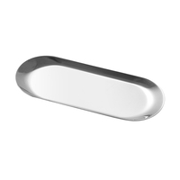 Assiette ovale moderne en acier inoxydable de style coréen, durable, à motif uni, pour desserts et collations, idéale pour restaurants, cantines, maisons et hôtels