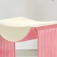 Chaise/Tabouret Multifonction Luxe Moderne Décontracté en Acier Inoxydable et Cuir Véritable Rembourré Éponge pour Maquillage, Thé, Repas, Salon, Canapé, Chaussures