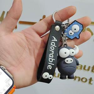 Boneka tiup mata kartun, liontin tas binatang mata besar kreatif liontin gantungan kunci monyet Zebra - Product Image 4