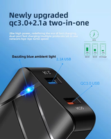 Chargeur USB QC3.0 28W, adaptateur de voyage US EU, chargeur mural pour téléphone portable, double USB, chargeur rapide avec lumière LED