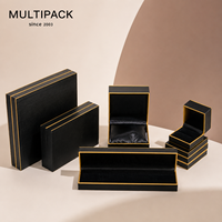 Boîte d'emballage de bijoux noire de luxe, logo personnalisé, coffret cadeau pour bague, collier, bracelet, emballage en papier rigide de qualité supérieure, OEM ODM