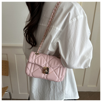 Sac à bandoulière matelassé en cuir PU pour femme, sac à main de luxe de créateur avec chaîne dorée, sac bandoulière