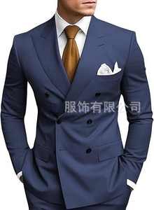 Tute da <span class=keywords><strong>uomo</strong></span> in tinta unita Slim Slim Fit a doppio petto Set da lavoro banchetto da sposa smoking 2 pezzi (giacca + pantalone) - Product Image 3