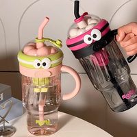 Bouteille d'eau portable en plastique pour crème glacée 1200ML avec poignée, paille et filtre pour séparation thé/eau