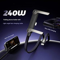 Support invisible 2-en-1 et support de téléphone pliable avec câble de charge rapide 5A Type-C vers Type-C pour imprimante et appareils mobiles