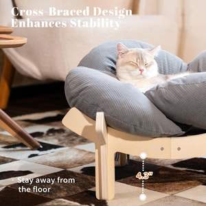 Cama para Gatos con Marco de Madera, Muebles Modernos y Minimalistas para Gatos, Sofá Cama Elegante para Mascotas, Cama para Gatos de Madera Resistente - Product Image 2
