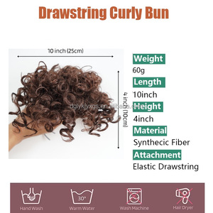 WE18 kurze Perücken Curly Draw string Hair Chignogn Großes lockiges synthetisches Haar <span class=keywords><strong>Messy</strong></span> Hair <span class=keywords><strong>Bun</strong></span> Scrunch ies - Product Image 3