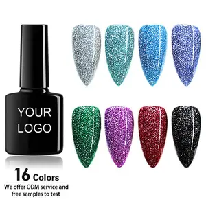 Free Sample Global Fashion Wholesale flash UV reflective holographic neon disco diamond gel nail polish