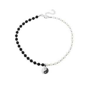 Collier pendentif Yin Yang Taichi <span class=keywords><strong>pour</strong></span> couples, chaîne de clavicule <span class=keywords><strong>pour</strong></span> femmes et hommes, noir avec blanc, collier ras du cou YinYang, bijoux <span class=keywords><strong>pour</strong></span> meilleurs <span class=keywords><strong>amis</strong></span> - Product Image 1