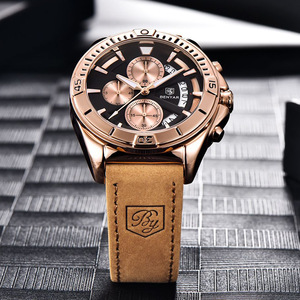 OEM ODM Men's Chronograph Quartz Watc With Calendar <b>Window</b> Brown Leather Strap 30M Waterproof Sport Casual Luminous Wristwatch - Product Image 2