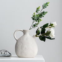 Vase en céramique de forme pot, style nordique moderne, à petite ouverture oblique, blanc, décoratif, vente en gros, pour fleurs