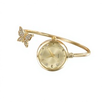 Montre-bracelet en alliage papillon ornée de diamants pour femme, mouvement à quartz, style décontracté, design minimaliste d'inspiration coréenne, aiguilles