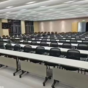 Kursi sekolah empuk kain grosir, kursi latihan dengan Tablet menulis, kursi Tablet konferensi dapat ditumpuk dapat dilipat - Product Image 5