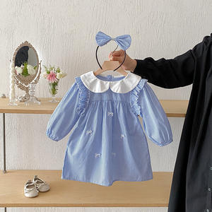 Herbst Prinzessinnen-Stil Baby-Strampler Babykleider Mädchen Langarm Spitze Blumen Puppenkragen Niedliches Schwester-Outfit - Product Image 2