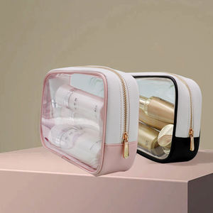 กระเป๋าใส่อุปกรณ์อาบน้ำแบบใสพร้อมหูหิ้วทรงลูกบาศก์ กระเป๋าเก็บของ PVC พร้อมซิป - Product Image 2