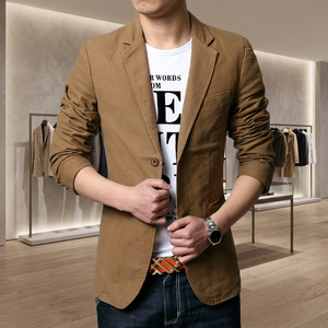 Blazer ajusté pour homme en coton, veste de costume automne-hiver, simple boutonnage, décontracté, business, streetwear, formel, grandes tailles jusqu'à 6XL - Product Image 2