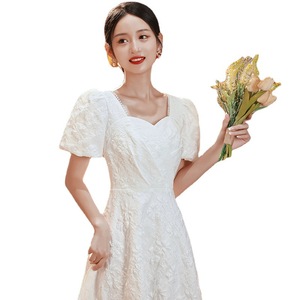 White Square Neck A-Line Cocktail Dress Natural Waist Milky White For Engagement Parties Reunion Simple Elegant Style X055 - Product Image 5
