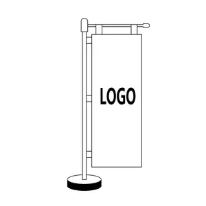 Factory Custom Productie Hoge Kwaliteit Polyester Materiaal 13*36Cm Plastic Tafel Vlag Pole Stand Voor Versieren