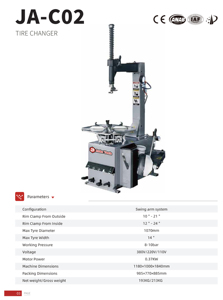 Máquina Neumática de Alta Calidad para Cambio de Neumáticos y Equilibrado de Ruedas de 12-24 Pulgadas para Vehículos JA-C02 - Product Image 2