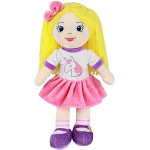 Poupée de chiffon en peluche pour fille, nounours doux, avec cheveux et robe jaunes, peluche personnalisée, cadeaux pour filles - Product Image 1
