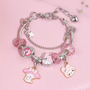 Pulseras de Cadena Fina KT Cat de Redbook, Superventas, Pulseras de Moda con Cuentas de Dibujos Animados de Melody, Guigou y Kuromi para Mujer - Product Image 1