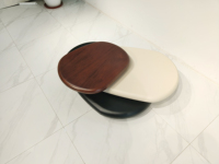 Table basse de salon en bois de placage de forme ovale rotative, table basse moderne de luxe en bois