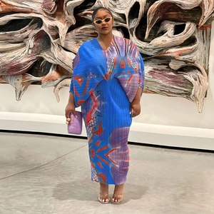 Vestidos de <span class=keywords><strong>Mujer</strong></span> 2026, Vestidos Africanos Holgados con Mangas Murciélago y Cuello en V para <span class=keywords><strong>Mujer</strong></span>, Talla Única, Vestido Maxi Floral Colorido - Product Image 5