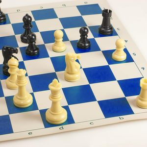 Juegos DE <span class=keywords><strong>MESA</strong></span> DE VIAJE Vinilo <span class=keywords><strong>azul</strong></span> Viaje Roll Up Ajedrez Mat y piezas de ajedrez Set Torneo Piezas de ajedrez - Product Image 4