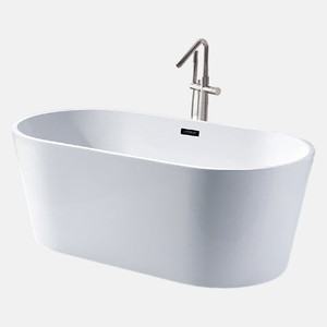 Baignoire autoportante moderne en acrylique bleu et blanc avec fonction de trempage et drain - Product Image 6