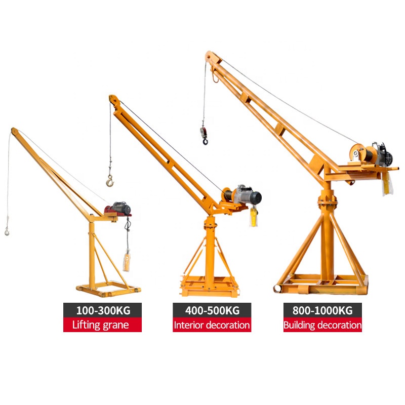 Levage d'autres grues machine mini palan électrique pour la construction de maisons 100kg 500kg 1000kg pick-up portable mobile jib mini grue