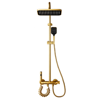 Ensemble de douche mural multifonctionnel de luxe moderne doré avec pommeau de douche piano à jet pluie et robinet en céramique pour appartement