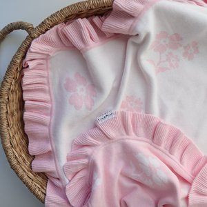 Manta de Bebé Tejida con Patrón Personalizado, Manta Reversible con Volantes <span class=keywords><strong>para</strong></span> Recién Nacido, Manta Jacquard de Doble Cara <span class=keywords><strong>para</strong></span> Regalo - Product Image 1