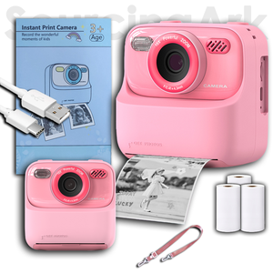 กล้องถ่ายรูปเด็ก Sourcing Ark Pink รุ่นพิมพ์ภาพทันที ความละเอียด 1080P ซูม 16 เท่า พร้อมเครื่องพิมพ์ภาพ CMOS ของเล่นสำหรับเด็ก รุ่น P79 - Product Image 1