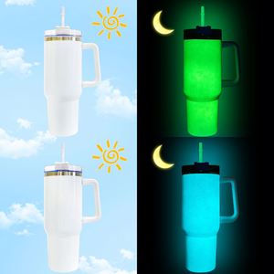 Double Wall Stainless Steel Blank Sublimation 40oz <b>Cup</b> Tumbler Glow in the Dark Mug with Handle <b>Lid</b> <b>and</b> <b>Straw</b> - Product Image 3