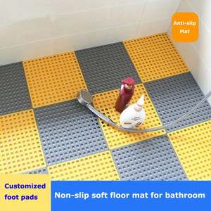 High Quality PVC Soft Bathroom Shower <b>Mat</b> Anti-skid Splicing <b>Kitchen</b> <b>Waterproof</b> Floor Tiles With Drain - Product Image 3