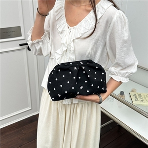 <b>Sweet</b> Polka Dot PU Frame Clutch <b>Bag</b> Ladies Pleated Ruched Handbag Multi Color Casual Party Purse - Product Image 3