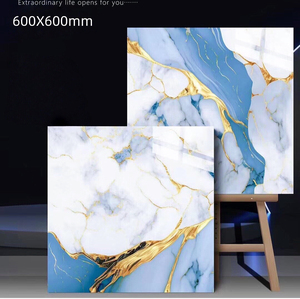Carrelage en porcelaine marbrée 600x600, brillant et poli, prix d'usine avantageux pour les sols de villas et d'hôtels en Côte d'Ivoire - Product Image 2