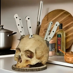 Soporte para Cuchillos con Diseño de Calavera Yixin, Decoración de Cocina, Adorno de Escritorio, Temática de Terror - Product Image 1