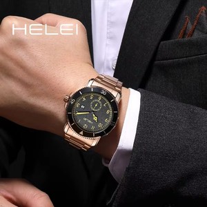 Helei, correa de acero inoxidable, resistente al agua, calendario completo, esfera Simple, 9002, moda de lujo, relojes de cuarzo japoneses para hombre - Product Image 3