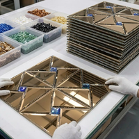 Mosaïque de miroir géométrique carrée de luxe Art Déco, carreaux de verre à bords biseautés, décoration murale, crédence de cuisine, salle de bain, décoration intérieure