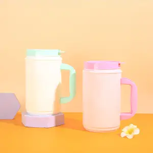 Tasse à sublimation personnalisée, jus de lait, gobelets en plastique réutilisables avec couvercles