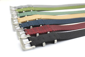 Bracelet de montre en nylon de qualité supérieure à passage unique en tissu sergé de couleur gris <span class=keywords><strong>noir</strong></span> 2 anneaux avec boucle en acier inoxydable brossé - Product Image 6
