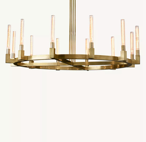 Lustre moderne de luxe en laiton pour salle à manger, lampe en verre Cannele, lustre rond pour salon - Product Image 6