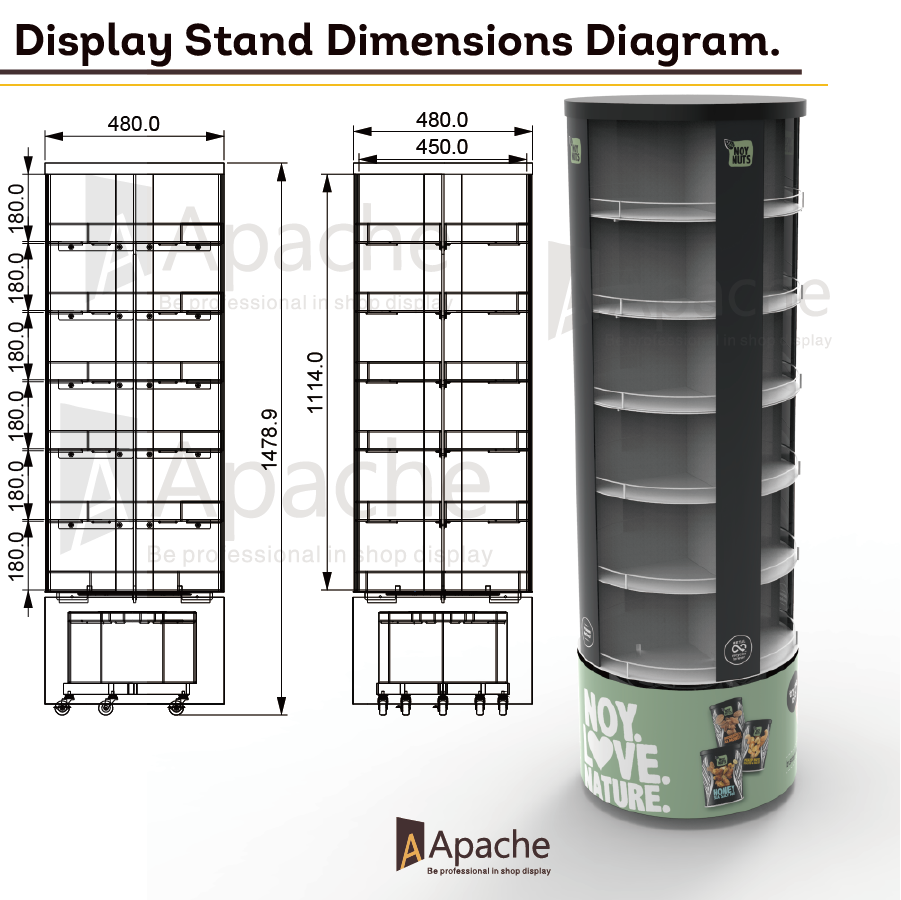 Apache Customized Rotating Display Shelf Snack Display Stand Retail Snack Display Stand for Shop — view 2
