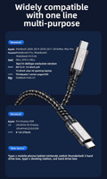 Câble de charge et de transfert de données USB4 40 Gbit/s 240 W, haute vitesse, tressé, prend en charge 8K/60Hz, robuste pour iPhone/MacBook/iPad/