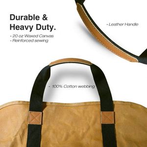 Sac de transport pliable en toile imperméable robuste de 40 kg pour bûches, grande capacité, pour le stockage du bois de chauffage - Vente en gros - Product Image 3