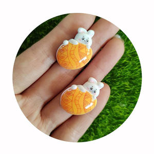 ใหม่งานฝีมืออีสเตอร์เรซินหลังแบนรูปการ์ตูนกระต่ายไข่หลากสี DIY เคสโทรศัพท์มือถือเครื่องประดับเครื่องประดับ - Product Image 1