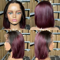 Peluca de Cabello Humano Corto con Encaje Transparente, Sin Pegamento, Grado 16A, SDD, Cabello Liso, Super Double Drawn