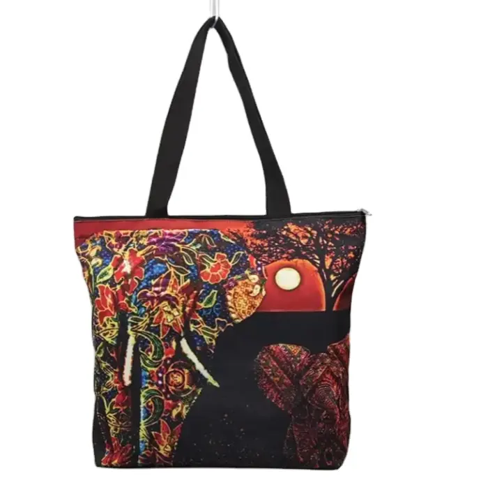 Wholesale Canvas Tote Bag With Prints Luxury Organic Canvas Circle Tote Bag Shopping Bags With Logos Cotton Canvas Tote